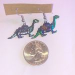 Colorful Rainbow Lightweight Boho Dinosaur Earrings Green Photo 2