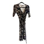 Daisy Fuentes  Womens Small Chain DRESS Black Taupe White Belt V Neck Mob Wife Photo 6