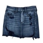 American Eagle  Super Stretch X Black Denim Distressed Jean Jeans Skirt Size 2 Photo 0