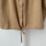 Laundry by Shelli Segal Tan Textured Button Front Tie Waist Short Sleeve Shirt S Photo 2