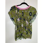 Olivaceous  Soft Rayon FLoral Green Pink Top Sz Small Photo 4