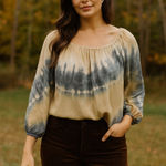 Club Monaco 100% Silk Tye Dye Blouse Flowy Small Earthy Fall Minimalist Boho Photo 0