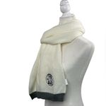 SCARF Tight Knit Rectangular Cream and Gray cozy warm White Photo 2