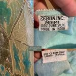 VINTAGE 1980’S ZEBUN AQUA BLUE AND SILVER SEQUINS SILK ABSTRACT PRINT DRESS (M) Size M Photo 12