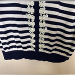 Cathy Daniels  Navy & White Nautical Stripe Floral Sequin 1/2 Sleeve Sweater 2X Photo 7