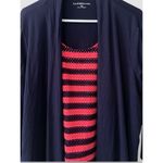 Croft & Barrow  Mock-Layer Print Cardigan Sz XL 3/4 Sleeves Navy Striped Tank NWT Photo 1