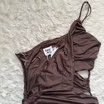 Princess Polly Dress Klara Mini One Shoulder Cut Out Ruched Brown 8 NWT New Photo 7