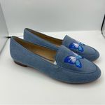 Talbots Ryan denim embroidery butterfly flats women’s Size 6M Photo 8