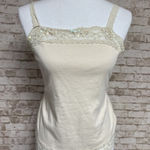 Vtg 90s Y2K Lace Trim Cami Sz L Babydoll Tank Top Ivory Sequins Fairy Coquette Photo 0