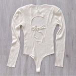 ASTR White Open Back Long Sleeve Bodysuit L Photo 4