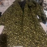 NWOT Textile Elizabeth & James Trench Coat Rain Leopard M Black Size M Photo 5