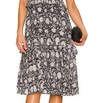 Cleobella NEW  Dress Cherie Navy Floral Ruffled V-Neck Midi Dress Size‎ Large Photo 0