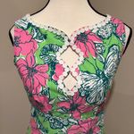 Lilly Pulitzer  Blooming Cocoon Sleeveless Shift Dress Pink Green Ric Rac Size 0 Photo 14