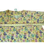 UA Scrubs Nurse Top XL Yellow Owls Floral V Neck Veterinary Dental Healthcare Photo 5