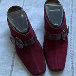 Aerosoles Heeled Burgundy Mules with Belt Strap Photo 0