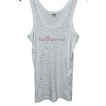 American Vintage vintage Y2K 2000s retro White and pink rhinestones bedazzled Hollywood tank top Photo 1