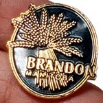 Brandon Manitoba Canada Black & Gold Tone Lapel Hat Pin Photo 0