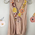 Free People  Floral Embroidered Striped Pink Freda Faux Wrap Tank - Size - XS Photo 0