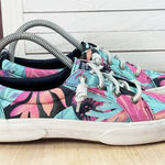 Sperry Pier Wave LTT Tropical Print Lace Up Sneakers Teal Pink Womens 7 Photo 0