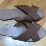 ALDO saddle brown leather slides Photo 2