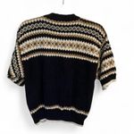 Vintage Birch Bros Fair Isle Cotton Blend Short Sleeve Cardigan Sweater Large Blue Photo 1