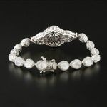 STERLING SILVER 925 MOONSTONE, TOPAZ AND GARNET TENNIS BRACELET White Photo 6