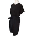 Vince  Short Sleeve Waist Tie Shirt Mini Dress Black Womens Size Medium Photo 6