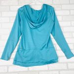 Calvin Klein Calvin‎ Klein Performance Teal Striped Ruched Front Long Sleeve Hoodie Medium Photo 12