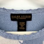Vtg Salon Studio Haband Knit Floral Embroidered Sweater Large Coastal Grandma Blue Photo 5