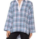 Free People  Blue Plaid Sunday Morning Sleep Shirt Sz M Photo 0