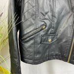 B Sweet Black Faux Vegan Leather Cropped Moto Zip Cropped Jacket L Size L Photo 3