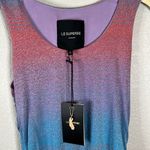 Le Superbe Baccara Ruched Metallic Striped Tank Dress Size S Pink Photo 8