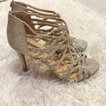 INC Sharee 2 Rhinestone Strappy Caged Heels Champagne Gold 9 Photo 0