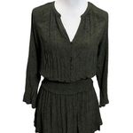 Rails  Jasmine Olive Speckled Mini Dress Split Neck Women’s Size Small Smocked Photo 2