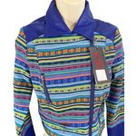 Yoki  Outerwear Aztec Mexican Faux Leather Crop Motorcycle Jacket Royal Blue S Photo 0