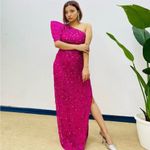 Mac Duggal 10912 Womens Pink EMBELLISHED PUFF ONE SHOULDER COLUMN GOWN Dress Photo 2