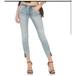 AMO Jeans Size 30/26 Twist Sweet Cheeks Cropped Piping Velvet Stripe Split Hem‍ Blue Photo 1