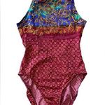 Jantzen Vintage 90s Metallic Hippie Boho Indie Floral Dot One Piece Swimsuit Photo 0