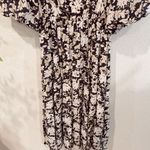 Moon River Black Floral Print Puff Sleeve with Halter Midi Dress Size Small NWT Photo 4