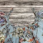 Bailey blue  Women's Floral Shift Dress Tassel Necklace M Med Medium Blue Sheer Photo 3