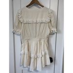 Love Shack Fancy  Nanette Dress Yellow White Stripe Crochet Trim Puff Sleeve M GUC Photo 11