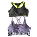 Under Armour  Mid Crossback Strappy Sports Bras Womens Sz XL Green Purple Print Photo 0