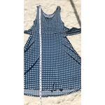 Leota Sleeveless Maternity Midi Dress Plaid Knit Tie Waist Blue Gray Small Photo 9
