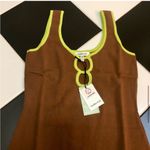 Another Girl NWT Bodycon Dress Stretchy Knit Chocolate Brown Neon Contrast sz L Photo 6