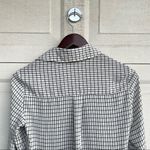 EXPRESS  Womens Shirt White Black Grid Print Portofino Slim Fit Long Sleeve Small Photo 4