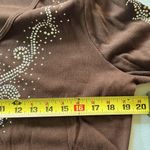 Reba  Chocolate Brown Ribbed Embellished Blouse Size 2X Photo 5