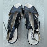 Arche France Black Leather Cutout Textured Slingback Heels Women's Size 38 US 8 Photo 2