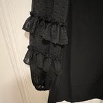 Ann Taylor Black Statement Ruffle Swiss Dot Sleeve Shift Dress Size 0P NWOT Photo 2