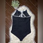 Livi Active black front zip w/white trim 1 pc swimsuit sz 28 Photo 2