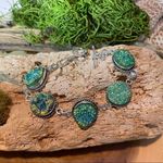 Handmade Titanium Druzy Teal Green Sterling Silver Toggle Bracelet Photo 1